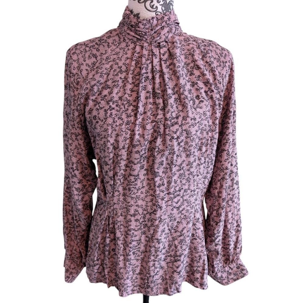 Mister Leonard Blouse Vintage Victorian Womens 12 Whimsical Floral Career Pink